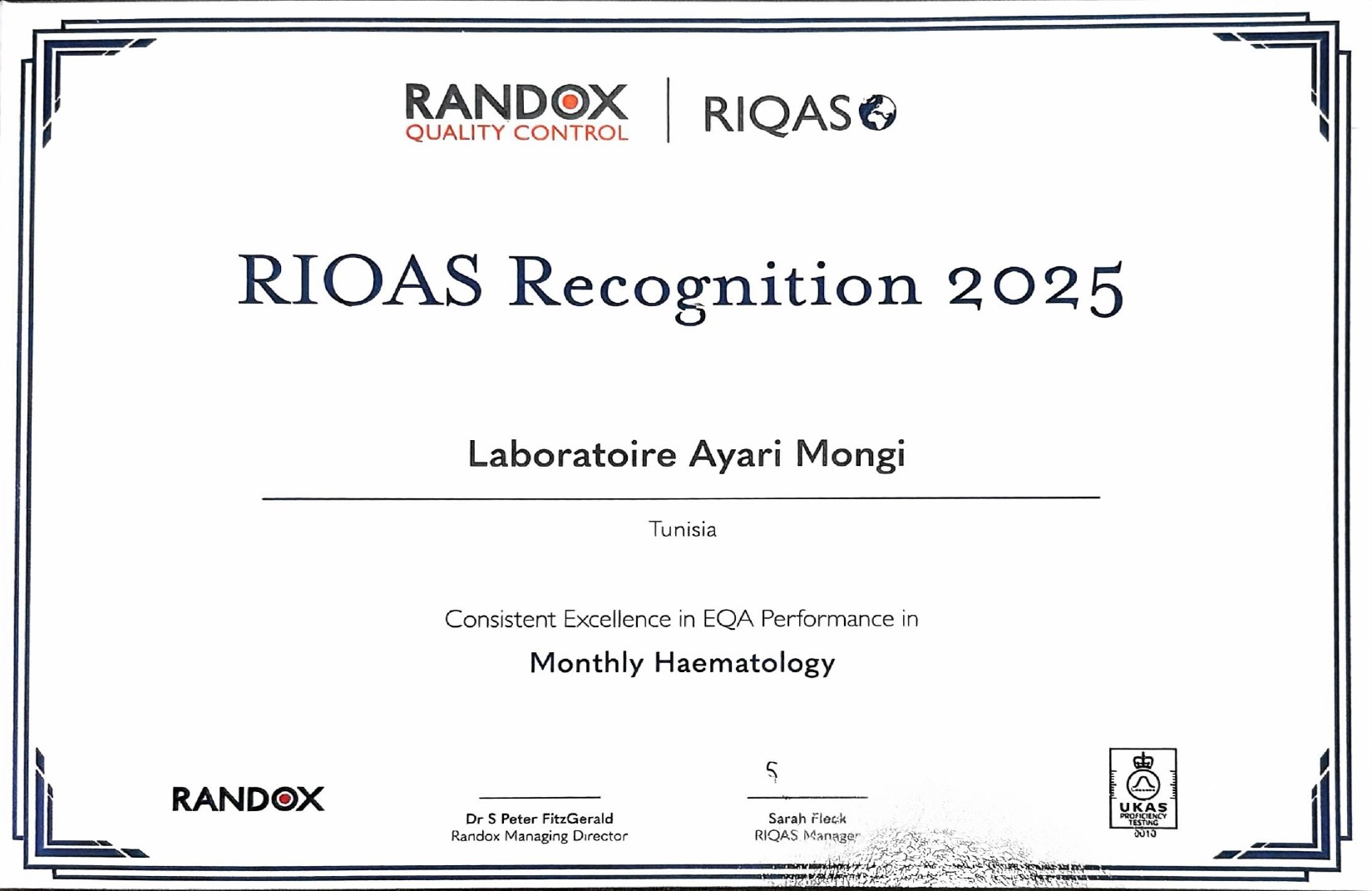 RIQAS Recognition 2025 : Monthly Haematology RIQAS Recognition 2025 : Monthly Haematology